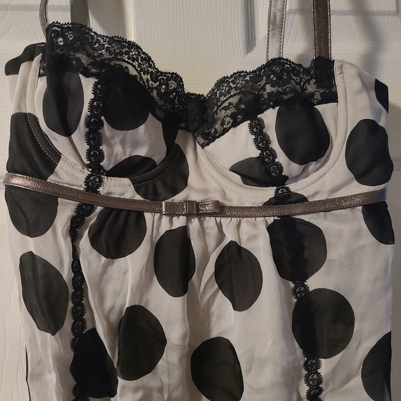 Dolce&Gabbana Silver And Black Silk Blend Camisole With Metallic Lambskin Trim - Picture 2 of 10